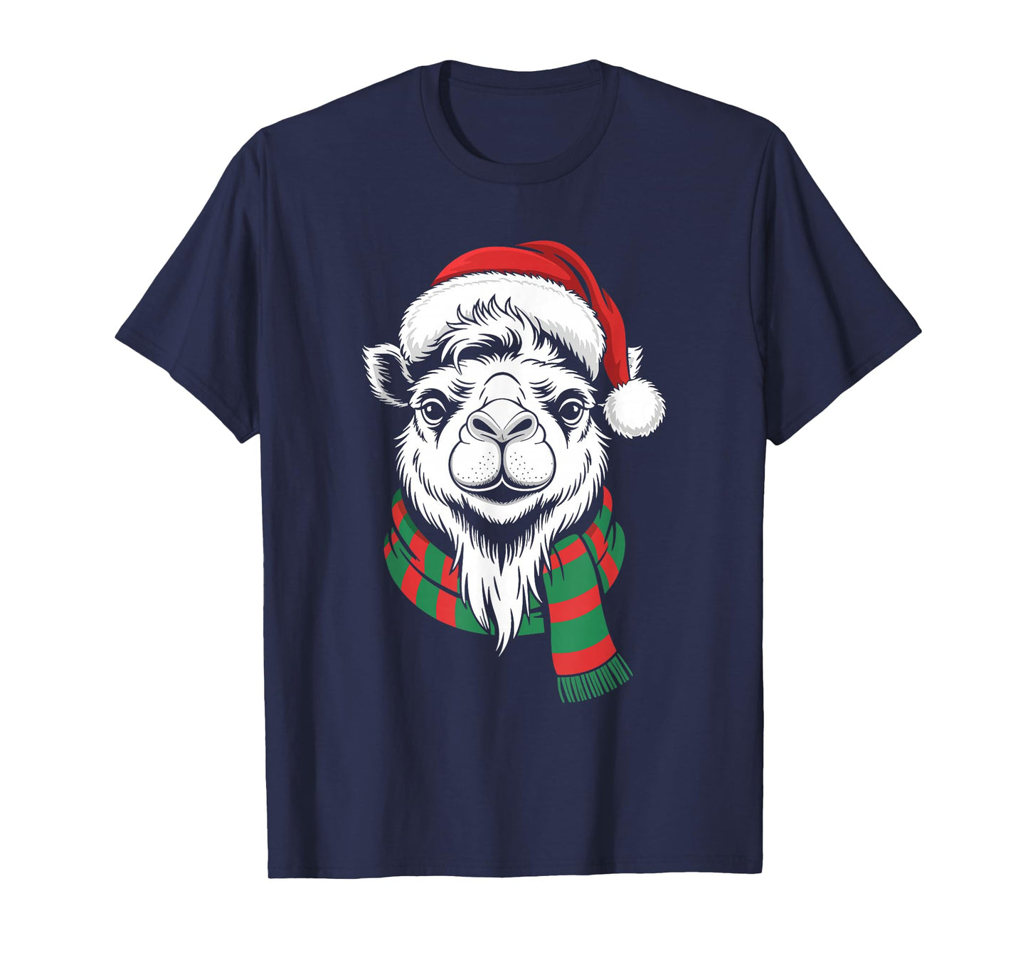 Bactrian Camel Xmas Santa Hat Scarf Christmas Costume T-Shirt
