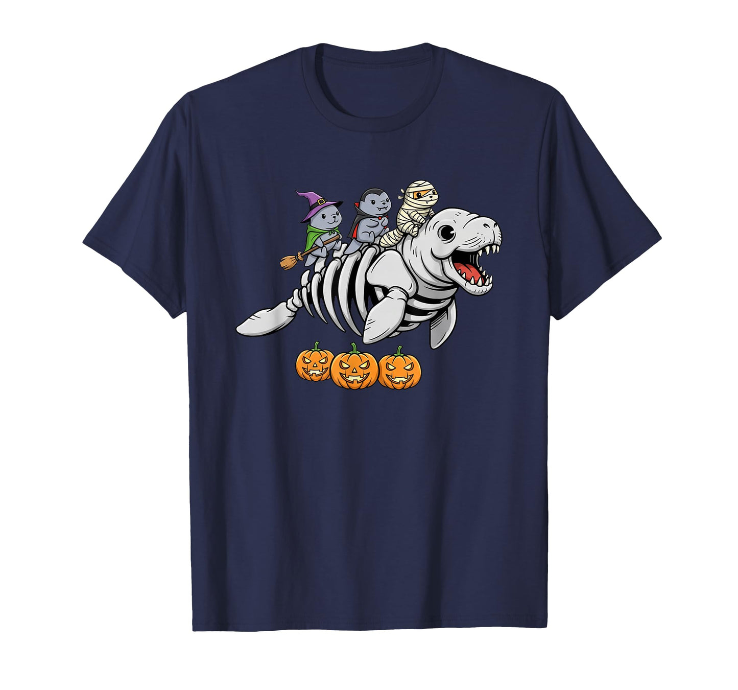 Manatee Skeleton Mummy Witch Halloween Kids Mens Womens T-Shirt
