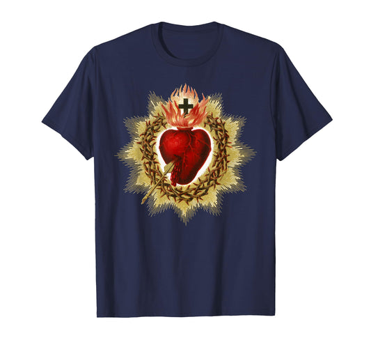 Sacred Heart of Jesus Art Christ Vintage Catholic Blessing T-Shirt