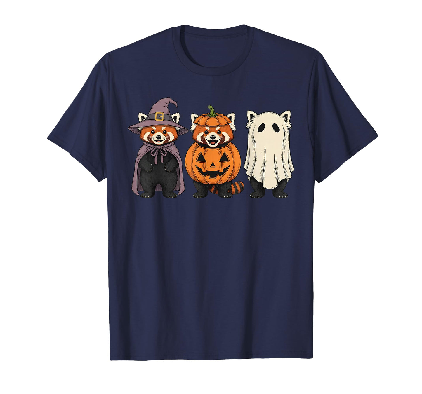 Spooky Ghost Red Panda Lover Pumpkin Halloween T-Shirt