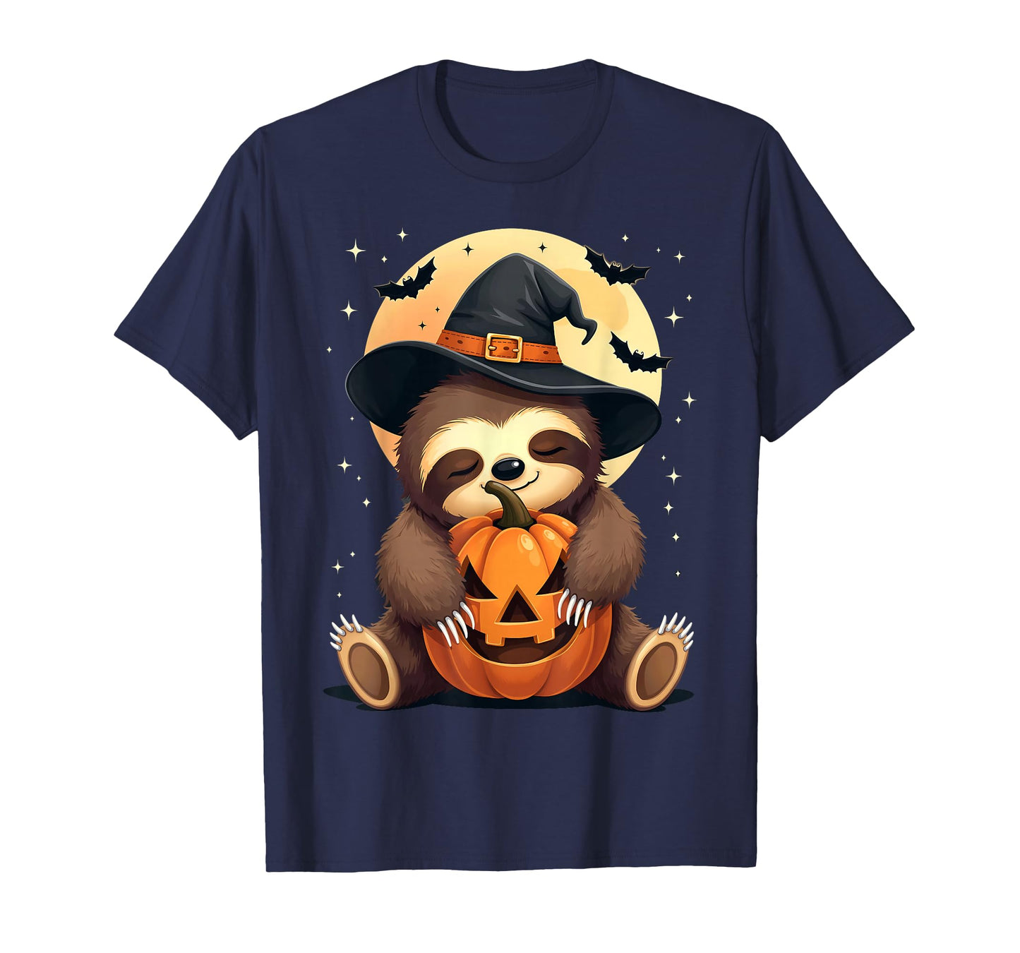 Halloween Sloth Witch Hat Pumpkin Spooky T-Shirt