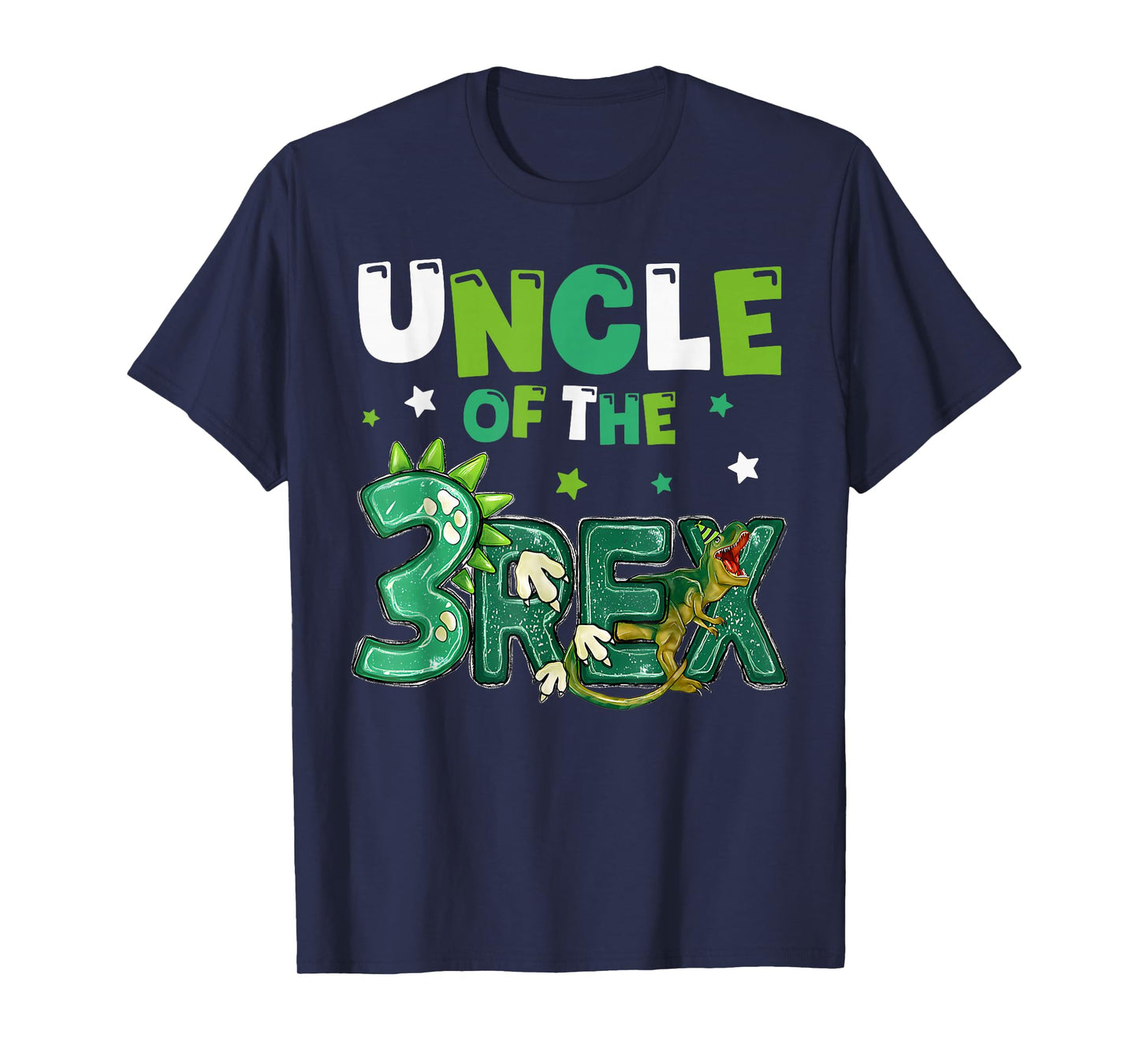 Uncle of the Three Rex Birthday Dinosaur Family Matching T-Shirt