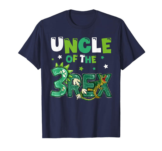 Uncle of the Three Rex Birthday Dinosaur Family Matching T-Shirt
