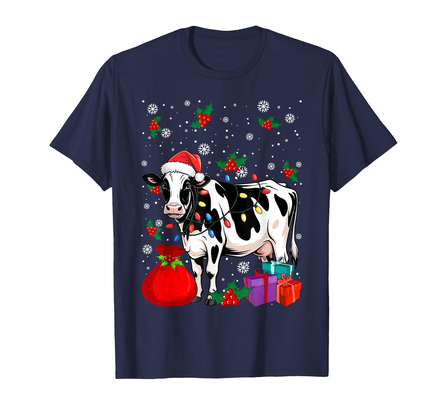 Christmas Cow Farm Animal Santa Xmas Lover Farmer T-Shirt