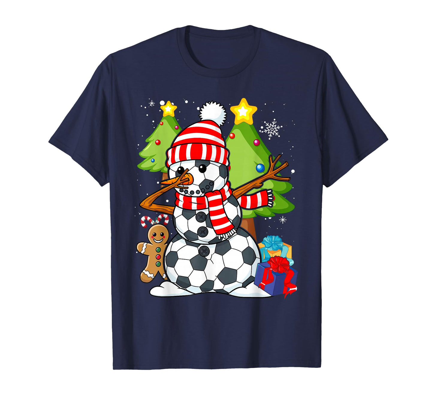 Soccer Christmas Snowman Dabbing Ball Santa Boys Girls Men T-Shirt