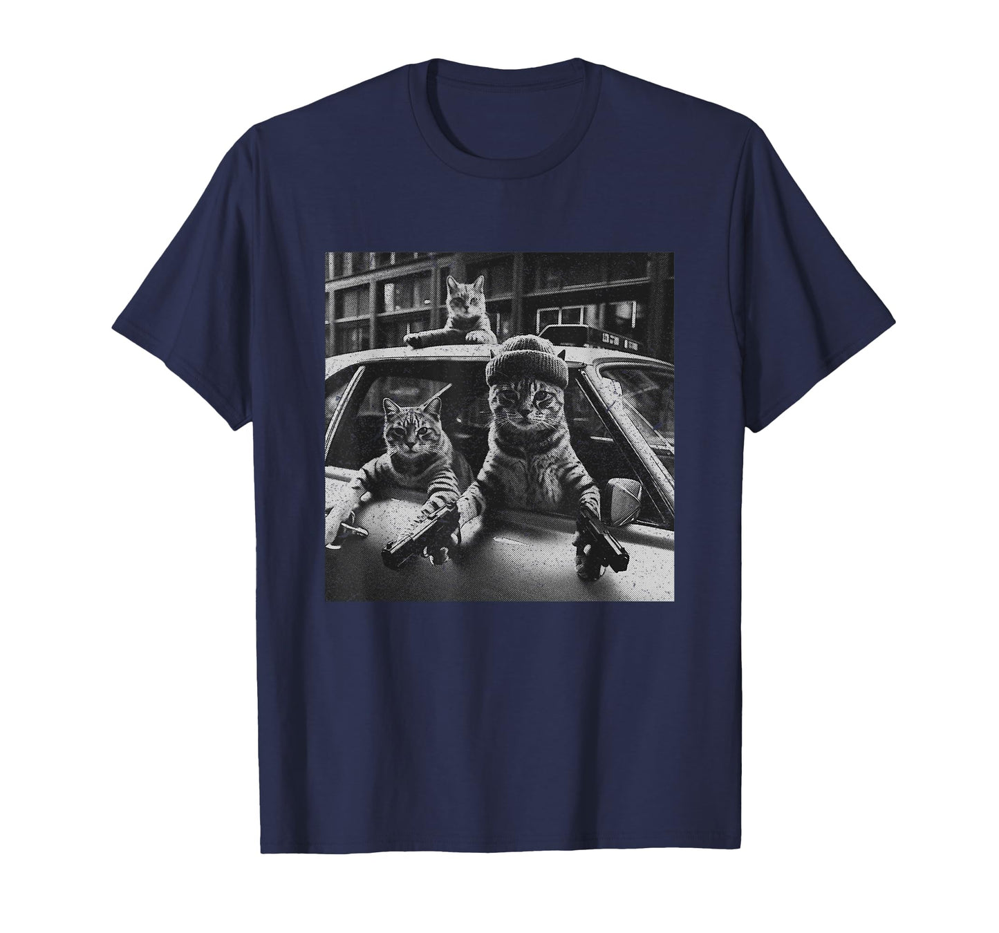 Funny Cat Gang Vintage Cute Kitten Gangster Cat Men Women T-Shirt