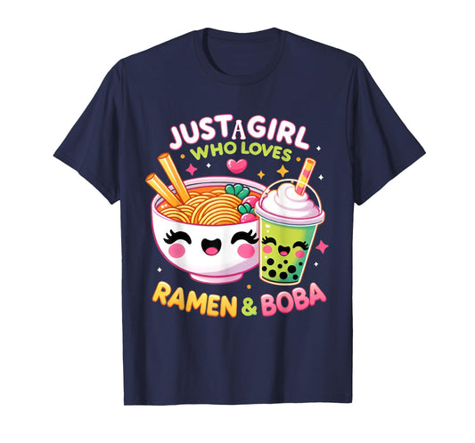 Just A Girl Who Loves Boba Tea And Ramen Bubble Tea Japanese T-Shirt