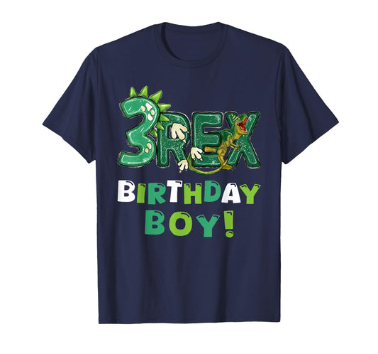 Three Rex 3rd Birthday Third Dinosaur 3 Year Old T-Shirt