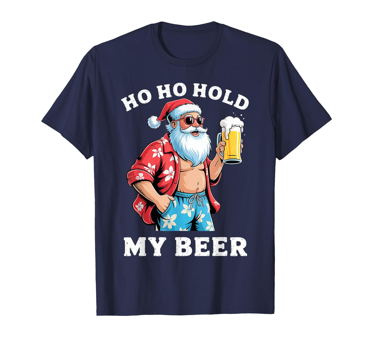 Funny Santa with Sunglasses and Beer Christmas in July T-Shirt