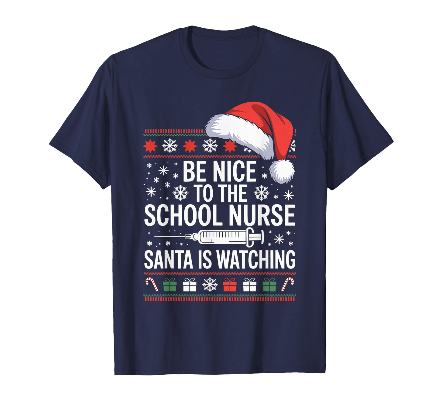 Funny School Nurse Ugly Christmas Sweater Nursing Humor Xmas T-Shirt
