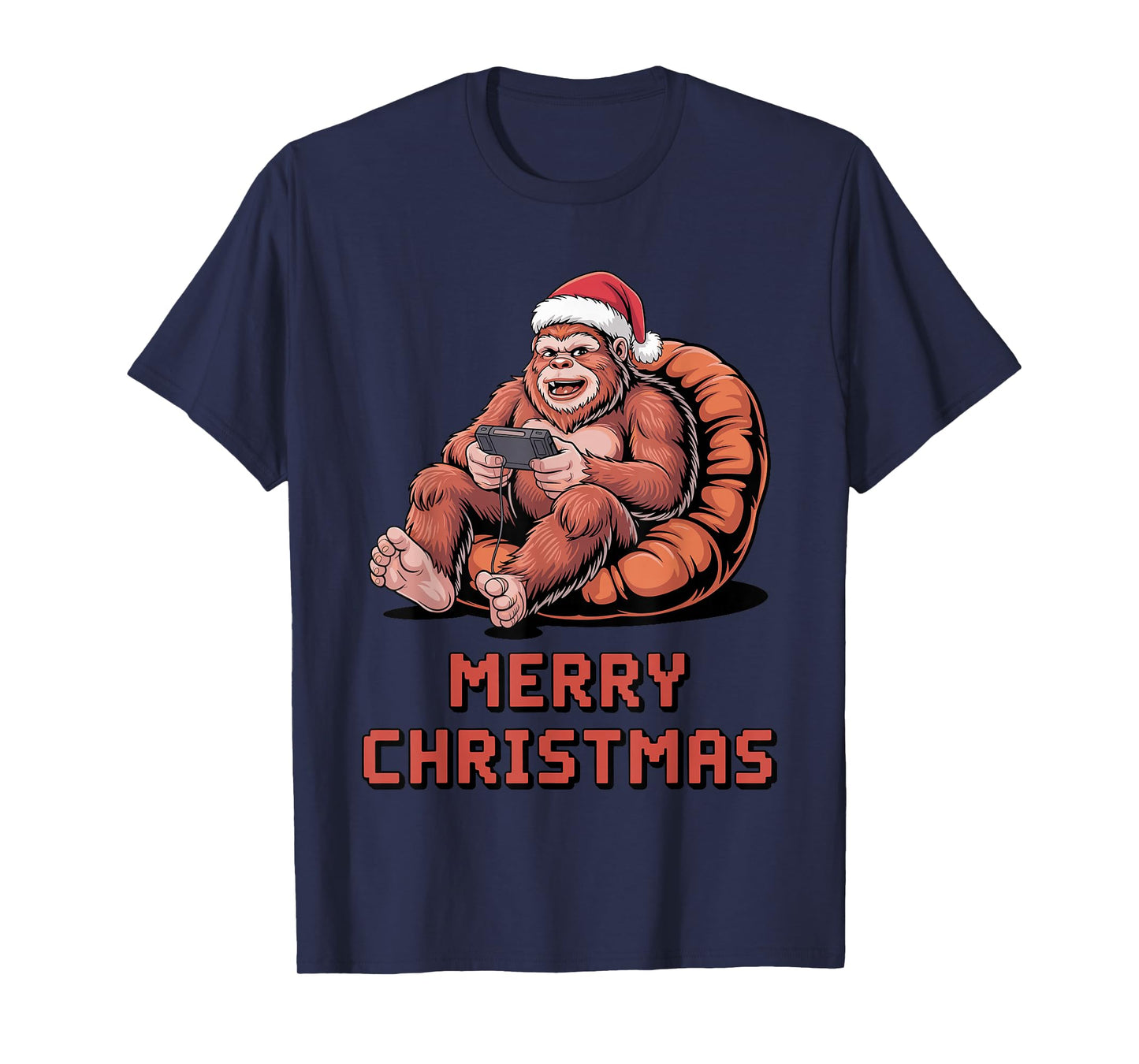 Bigfoot Gaming Christmas Funny Sasquatch Video Gamer Holiday T-Shirt