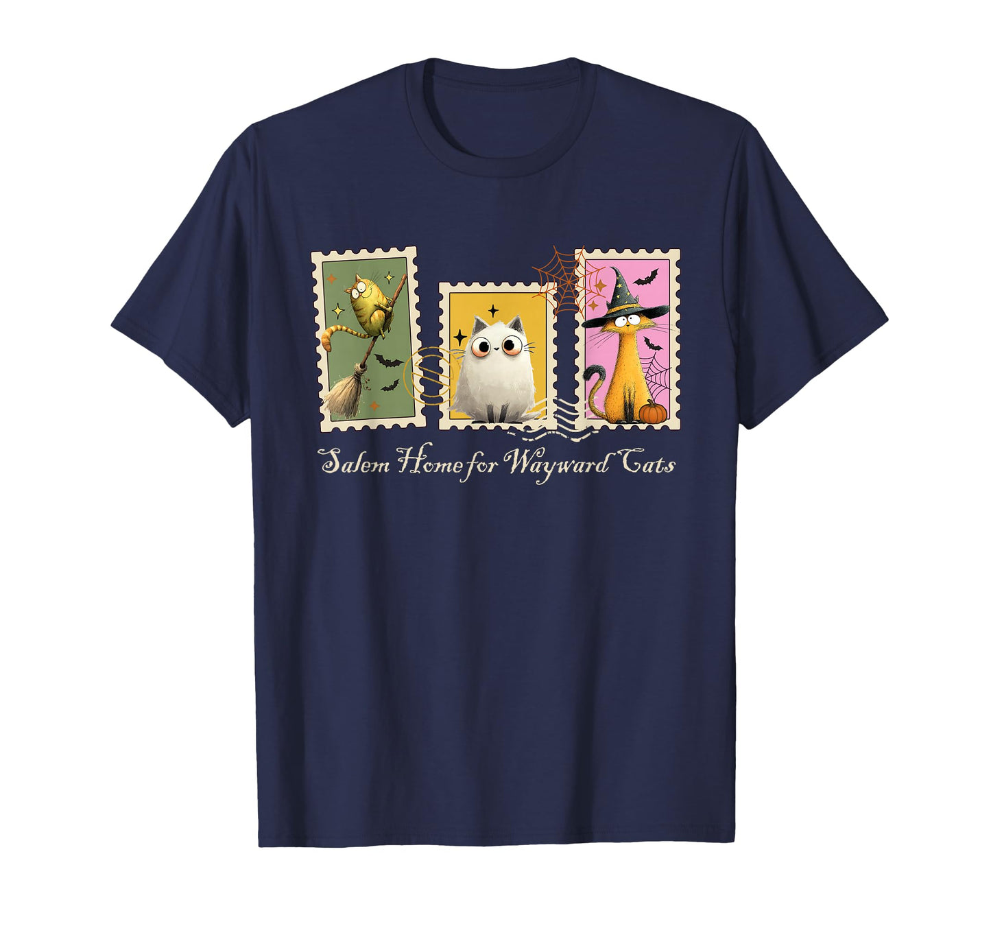 Funny Witch Salem Black Cats 1692 Halloween Postage Stamp T-Shirt