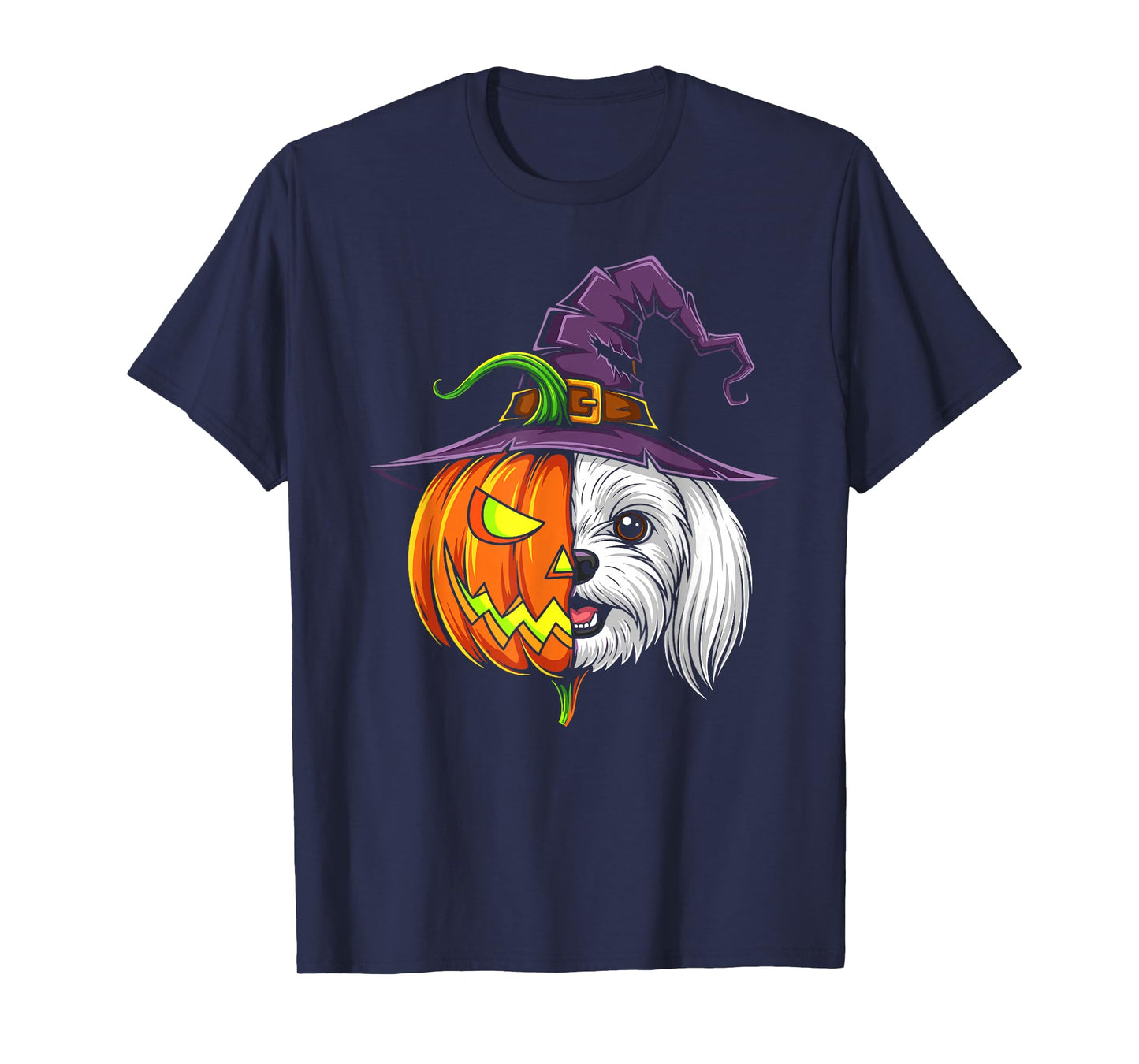 Maltese Pumpkin Jack O Lantern Halloween Kids Mens Womens T-Shirt