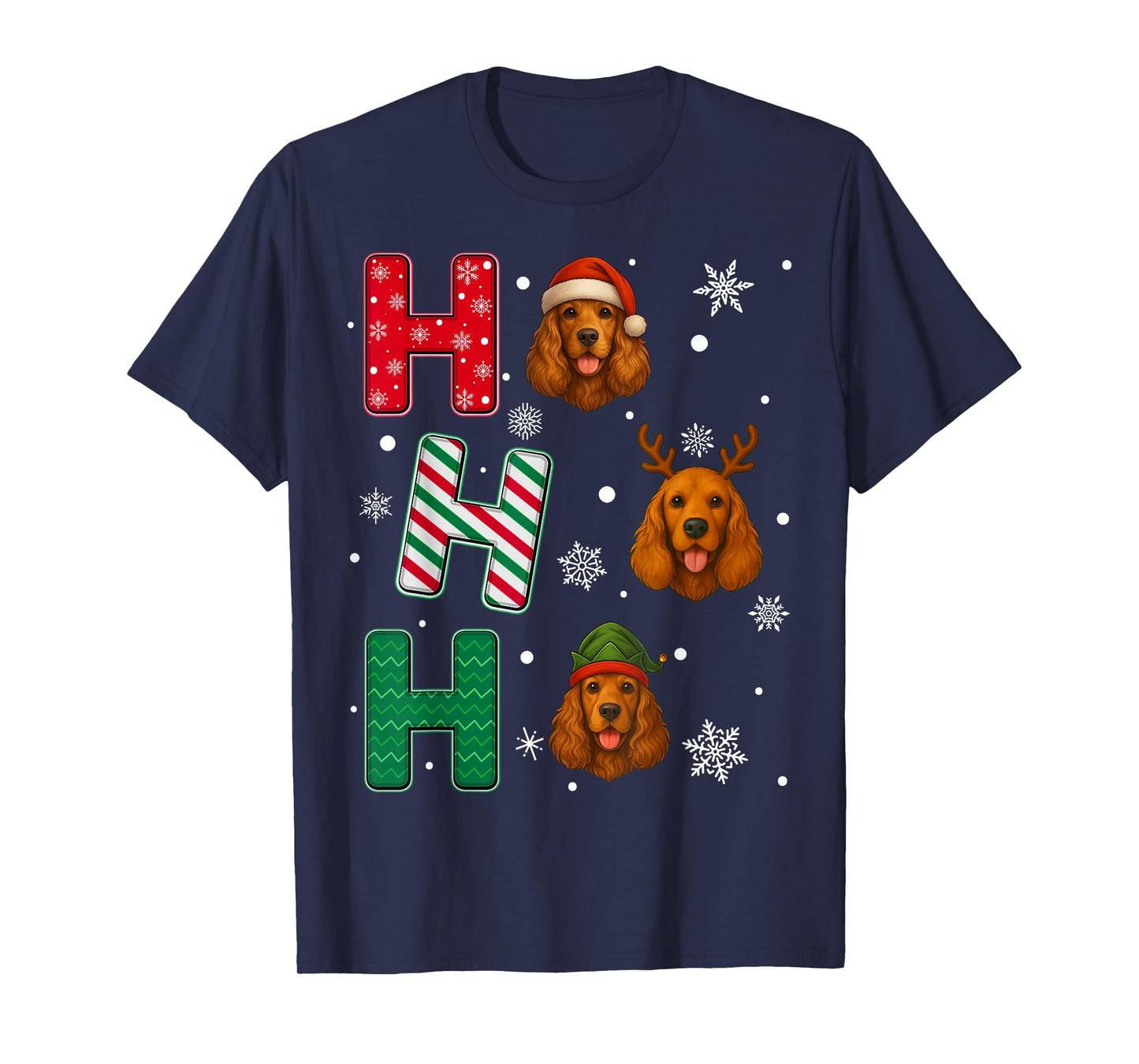 Ho Ho Ho American Cocker Spaniel Dog Christmas Santa Elf T-Shirt