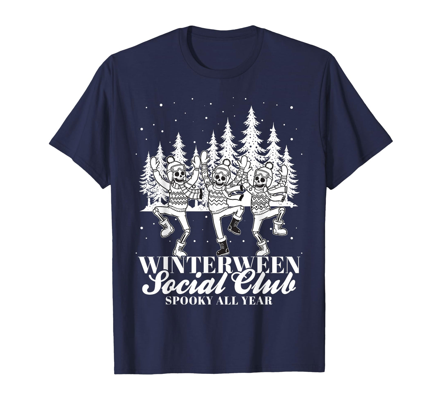 Winterween Social Club Spooky All Year Halloween Snow Winter T-Shirt