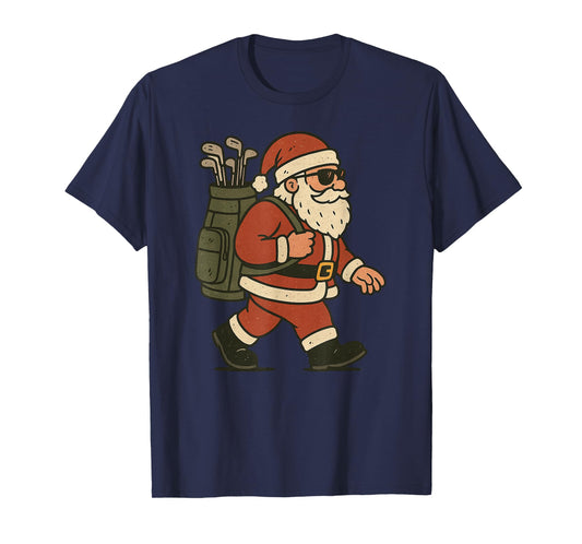 Santa Playing Golf Christmas Vintage Funny Xmas T-Shirt