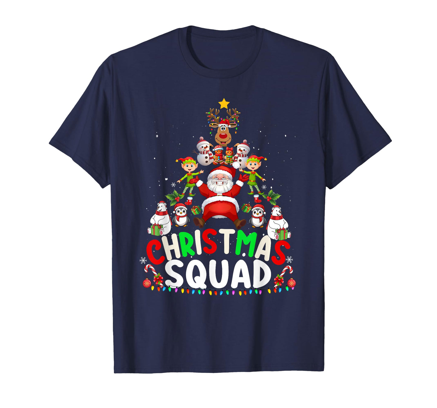 Christmas Squad Santa Elf Tree Xmas Family Matching Pajamas T-Shirt