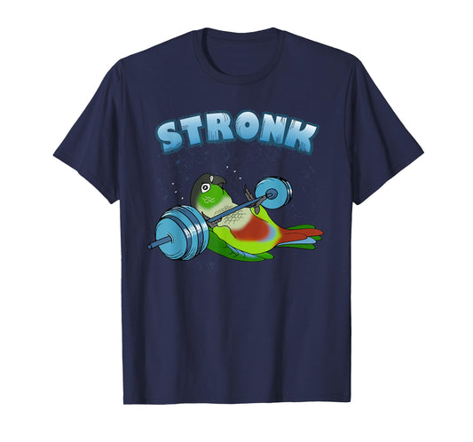 Stronk Conure fitness Parrot workout Conure Gym Birb memes T-Shirt