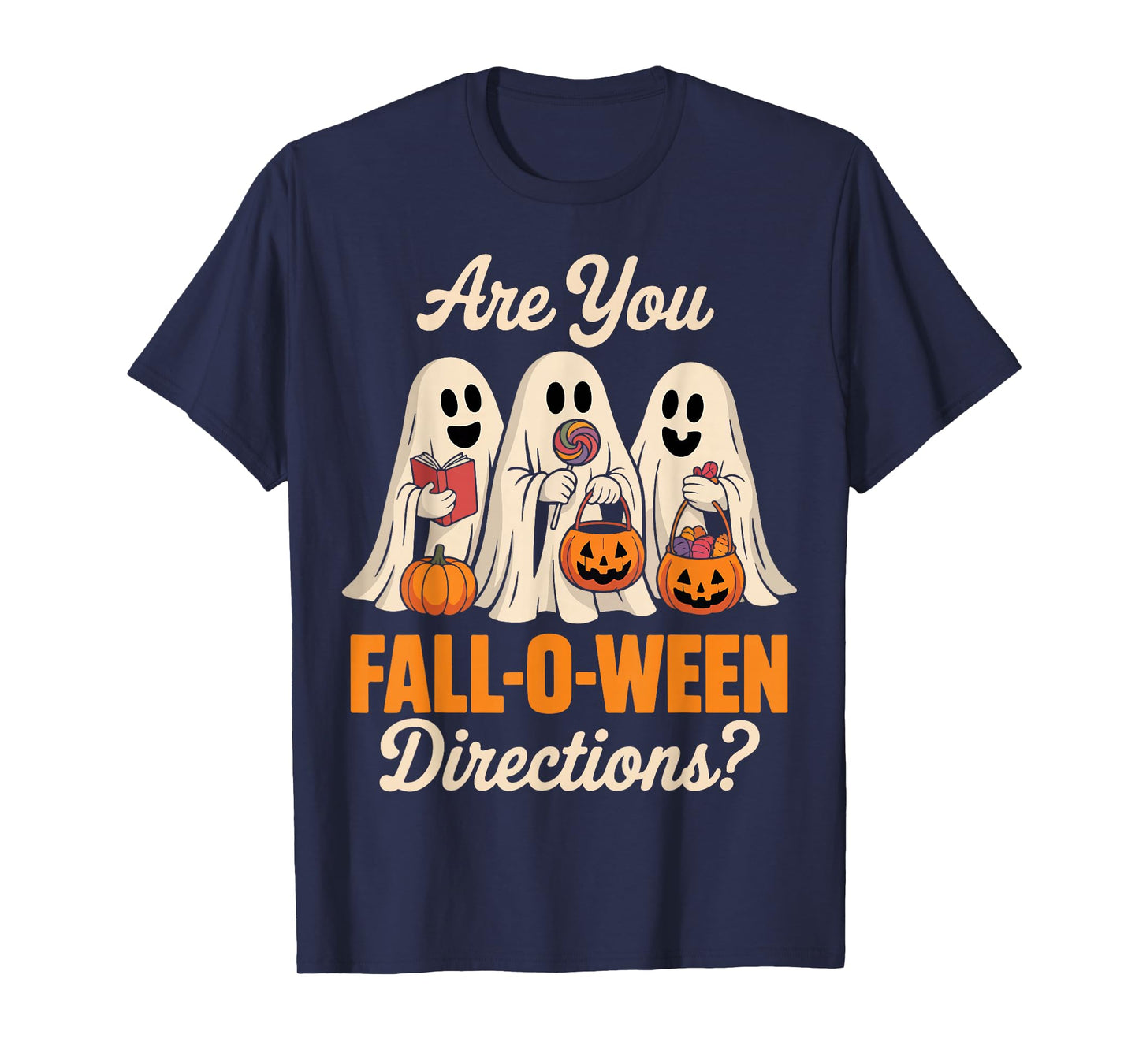 are You Fall O Ween Directions Halloween Teacher Ghost Retro T-Shirt