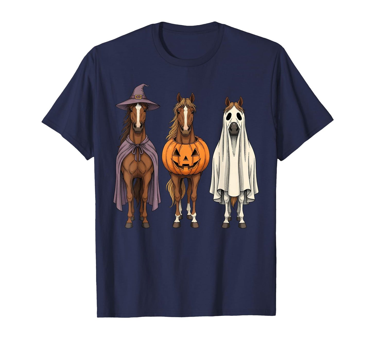 Spooky Ghost Horse Pumpkin Halloween Farm Animal T-Shirt