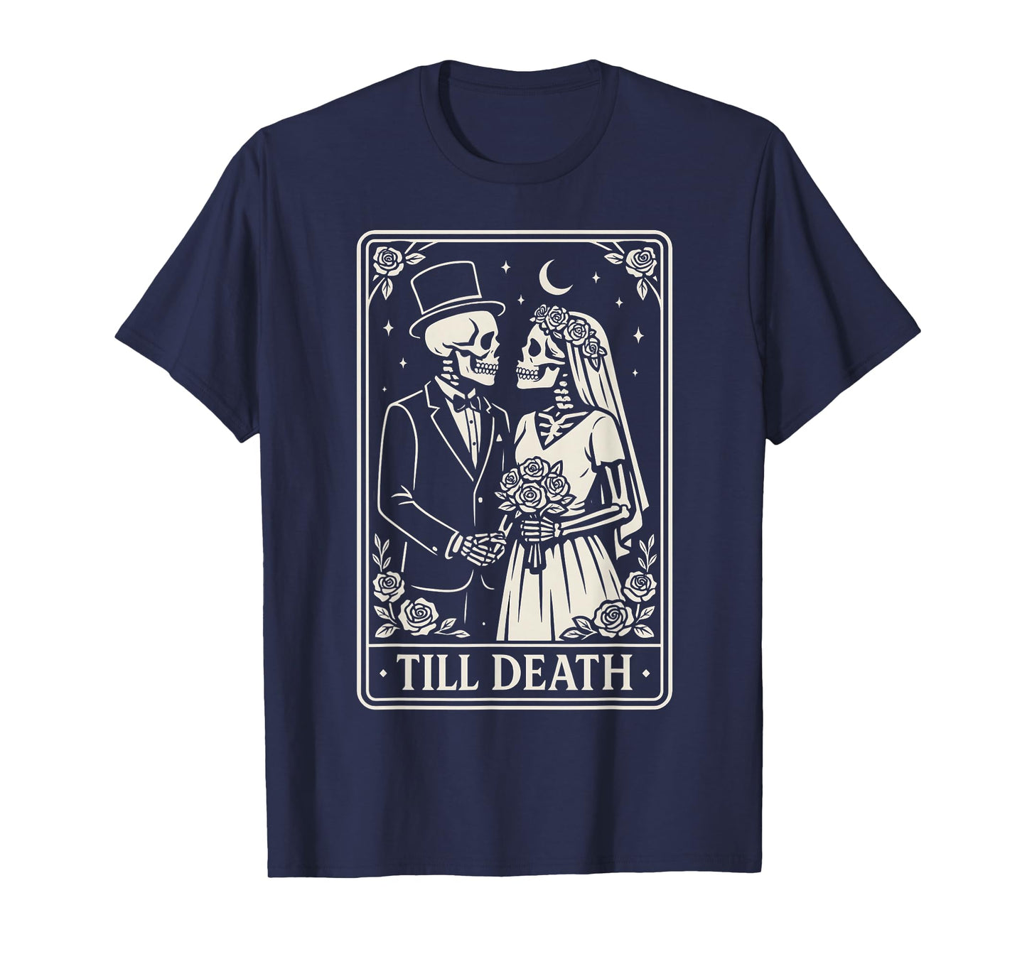Till Death Skeleton Love Couples Gothic Wedding Bride Groom T-Shirt