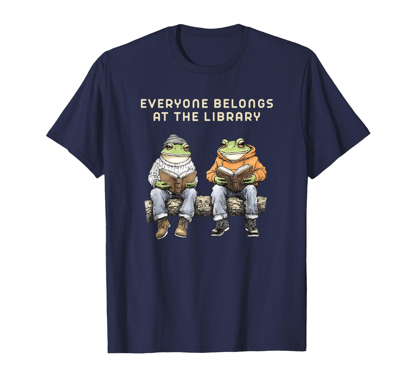 Everyone Belongs At The Library Frog Reading Book Lovers T-Shirt