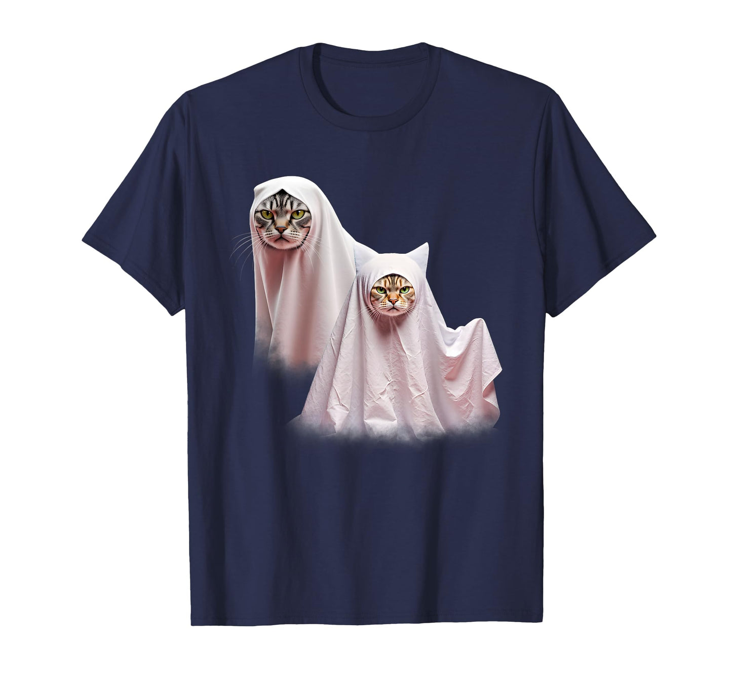 Funny Ghost Cat Halloween Men Women Kids Cat Lovers T-Shirt