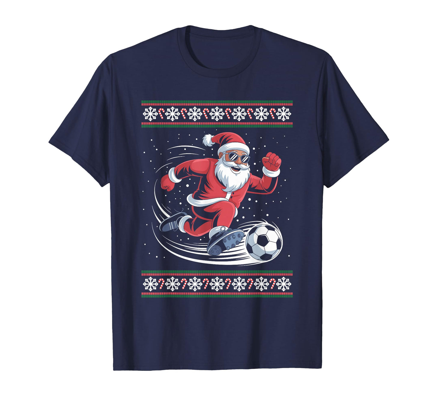 Santa Claus Soccer Player Ugly Christmas Sweater Kids Men T-Shirt