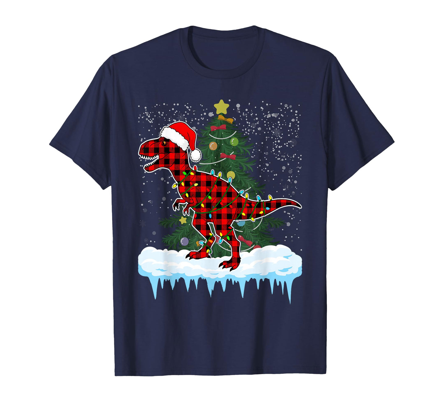Christmas Dinosaur Buffalo Plaid, Santa Trex Pajama T-Shirt