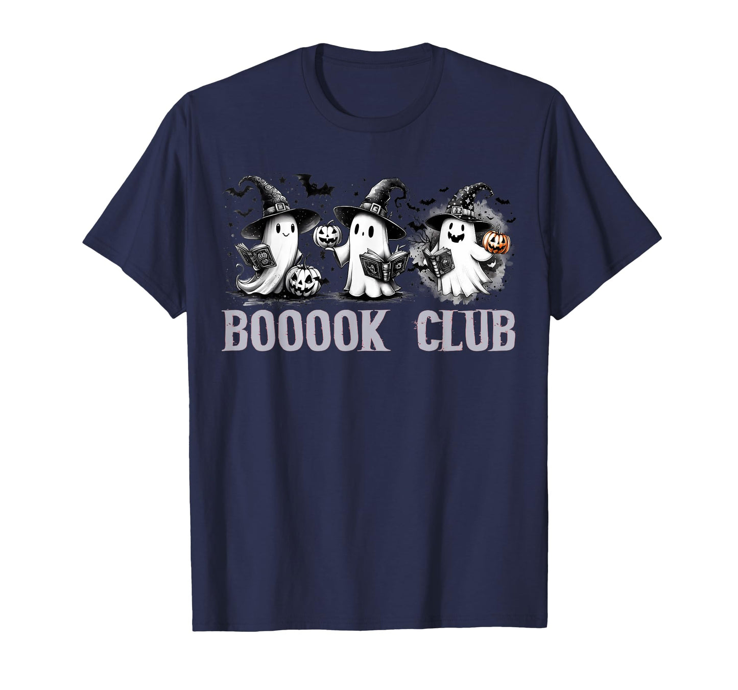 Boo Ghost Books Book Club Halloween Women School Teacher T-Shirt