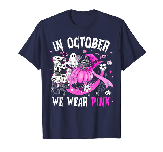 Breast Cancer Awareness We Wear Pink in October Women Girls T-Shirt