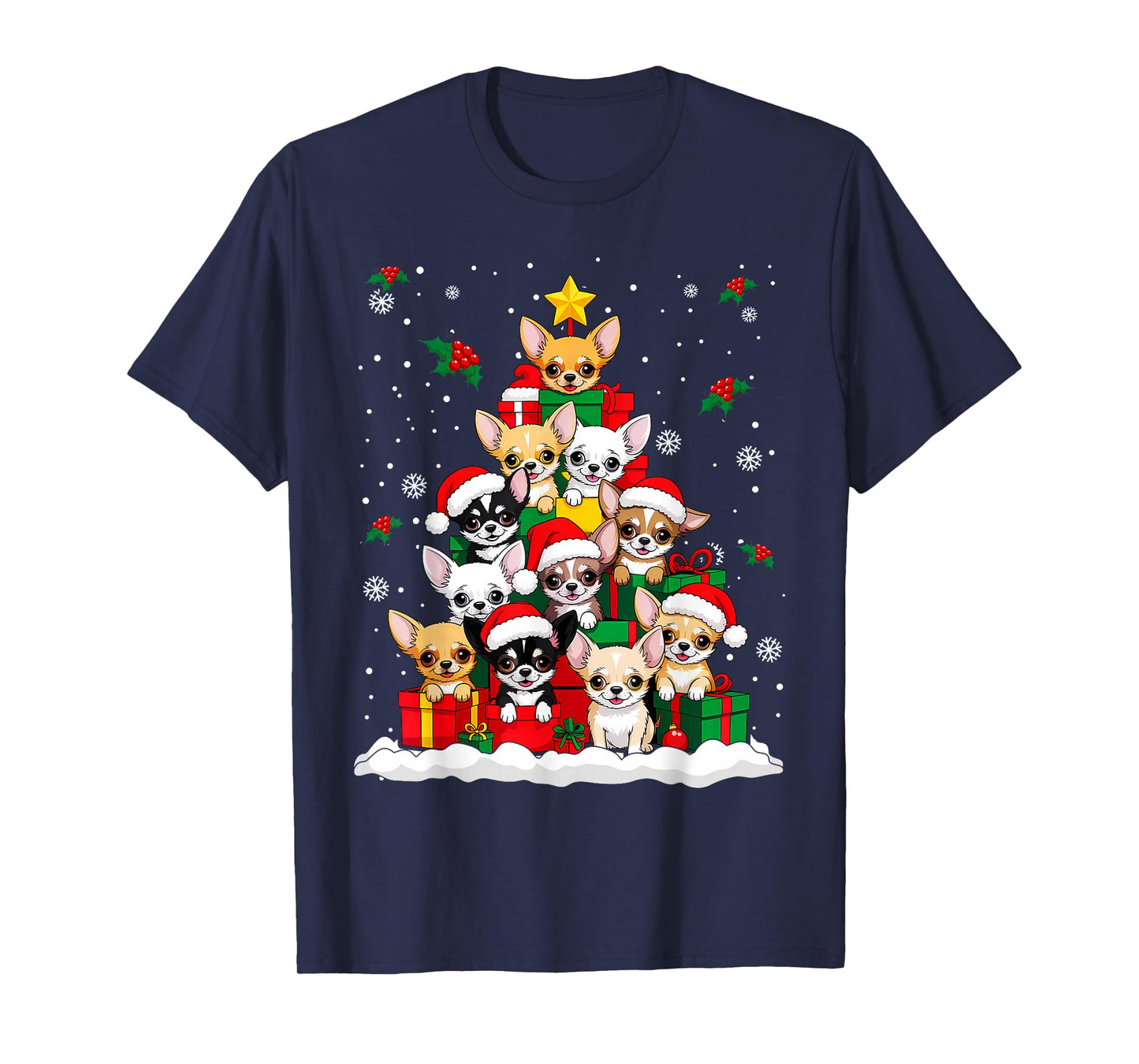 Chihuahua Christmas Tree Dog Santa Xmas Boys Girls Dogmas T-Shirt