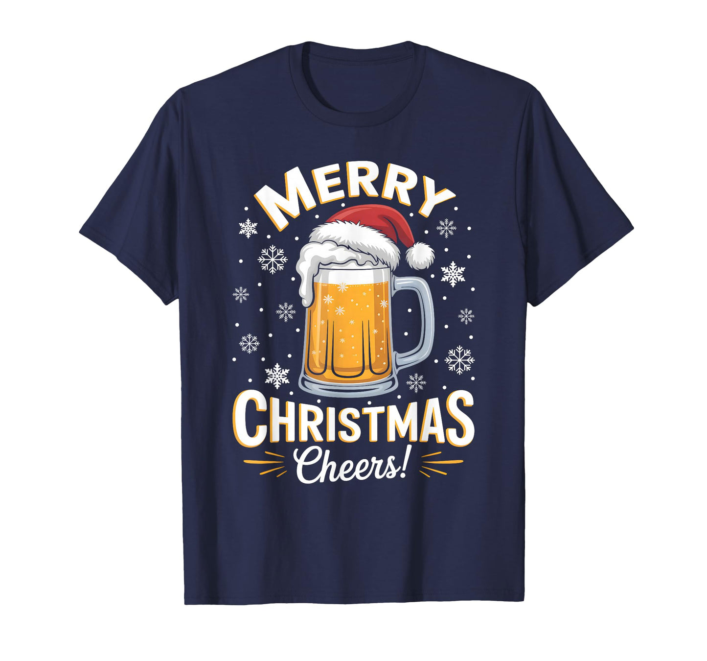 Funny Christmas Pajama Outfit Men Women Beer Mug Santa Hat T-Shirt