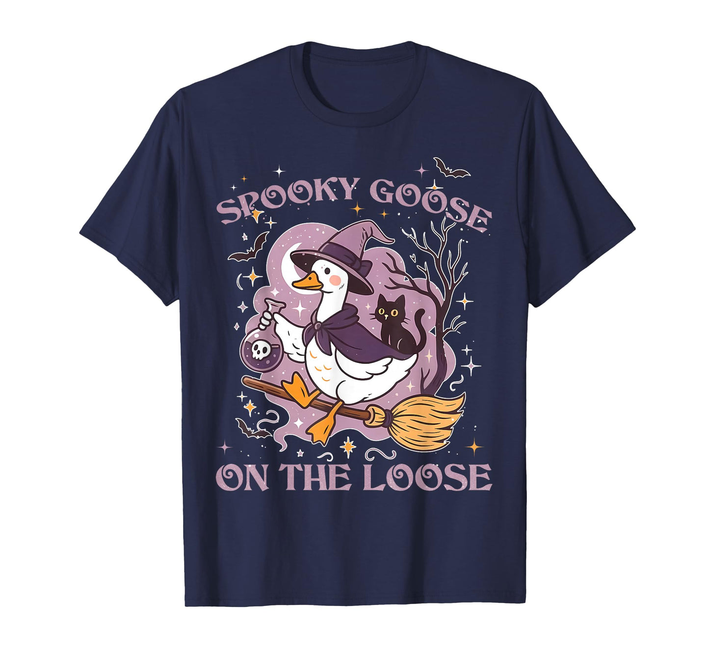 Spooky Goose On The Loose Cute Goose Witch Halloween Costume T-Shirt