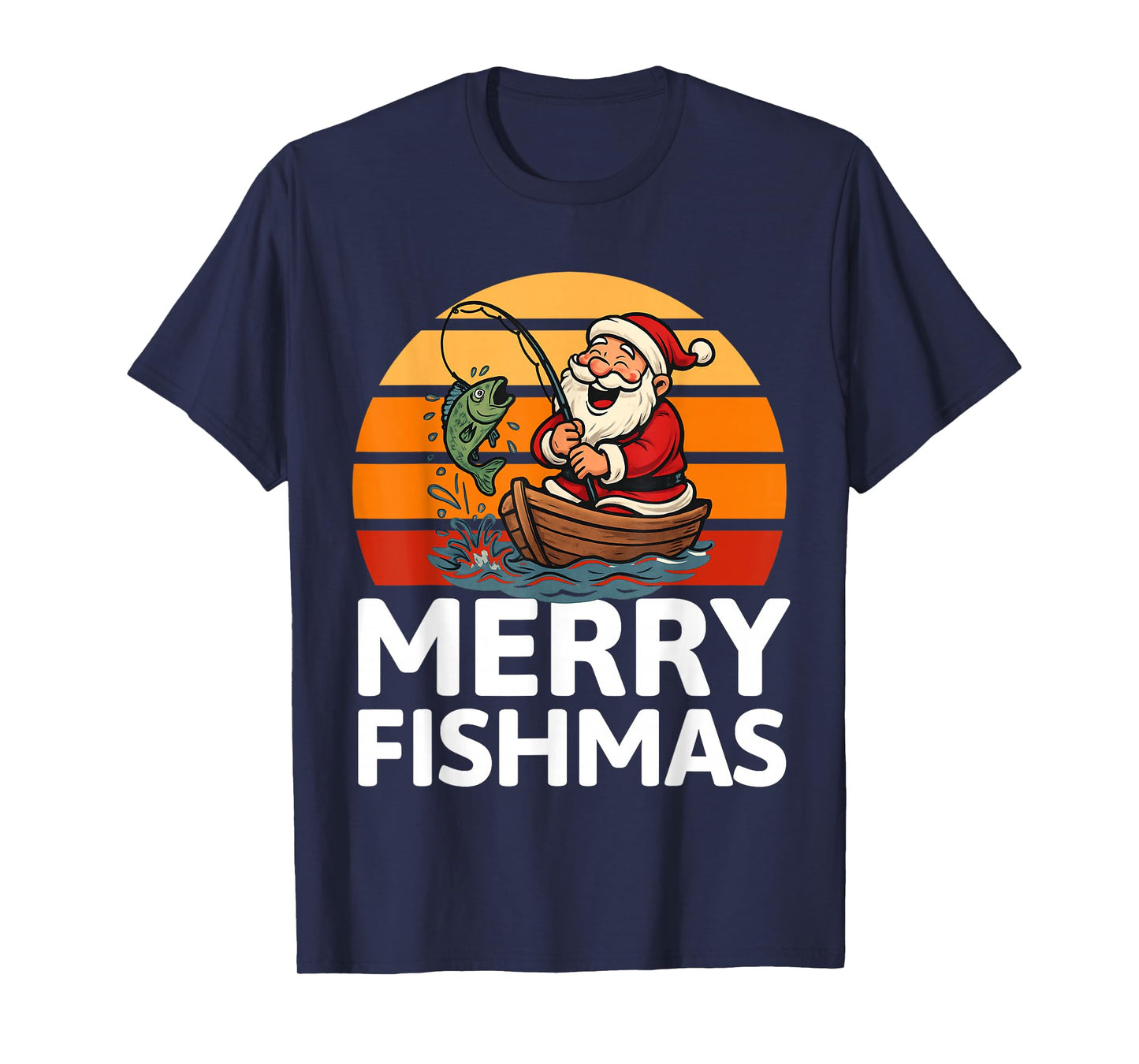 Merry Fishmas Santa Fishing Lovers Funny Fisherman Christmas T-Shirt
