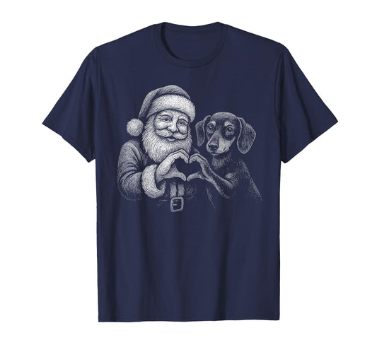 Dachshund Santa Claus Heart Shape Christmas Dog Lover T-Shirt