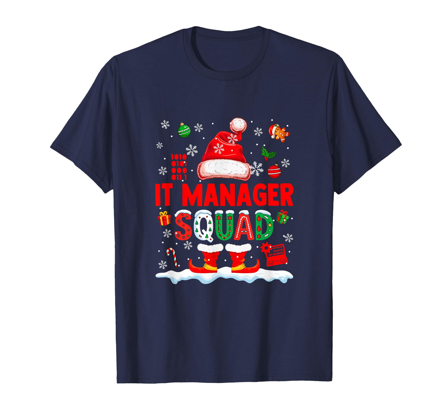 IT Manager Squad Men Job Christmas Santa Costume Bow Tie T-Shirt