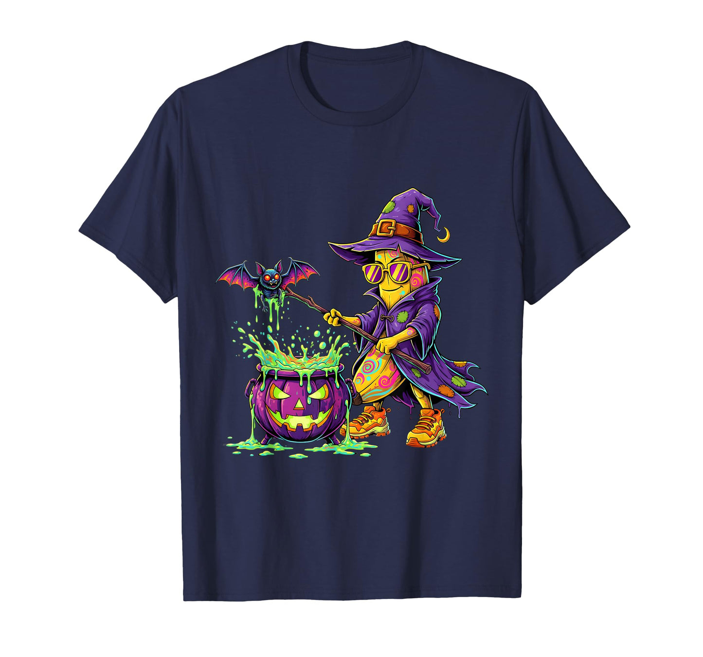Funny Banana Witch Brewing Cauldron Halloween Costume T-Shirt