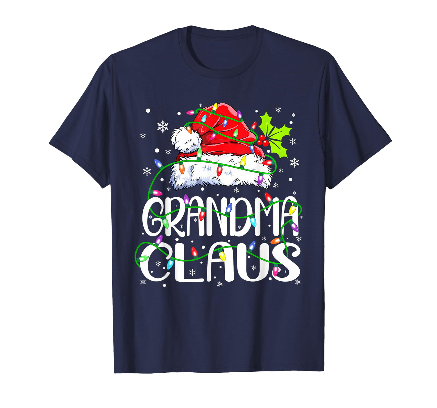 Grandma Claus Shirt Christmas Lights Pajama Family Matching T-Shirt