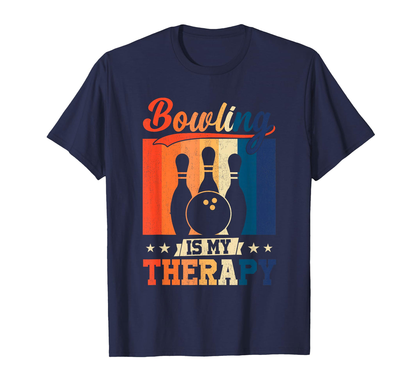 Vintage Retro Bowling Is My Therapy Funny Player Team T-Shirt