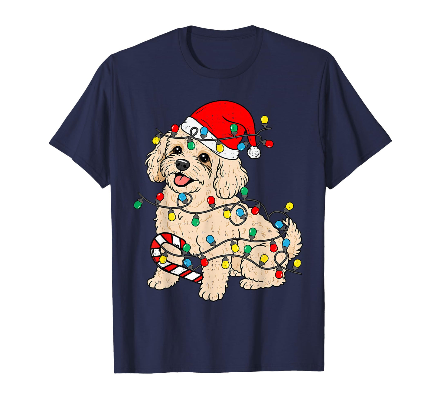 Toy Poodle Dog Christmas Lights Santa Xmas Pet Dog Lover T-Shirt