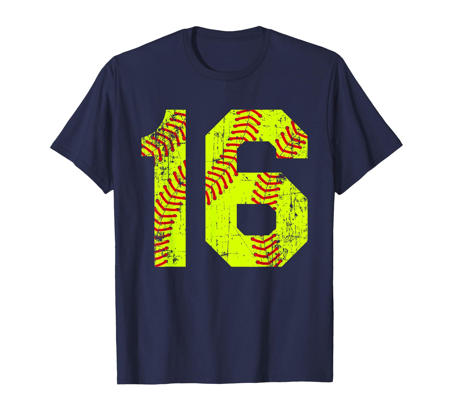 Vintage Softball 16 Jersey Number T-Shirt