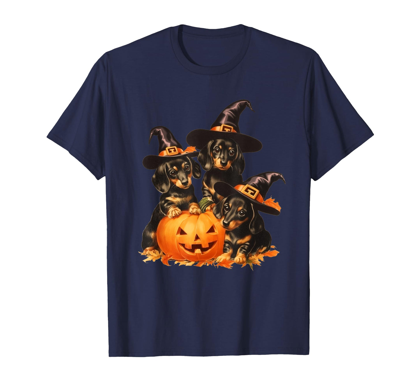 Vintage Dachshund Puppies Cute Weiner Witch Dog Mom Fall T-Shirt
