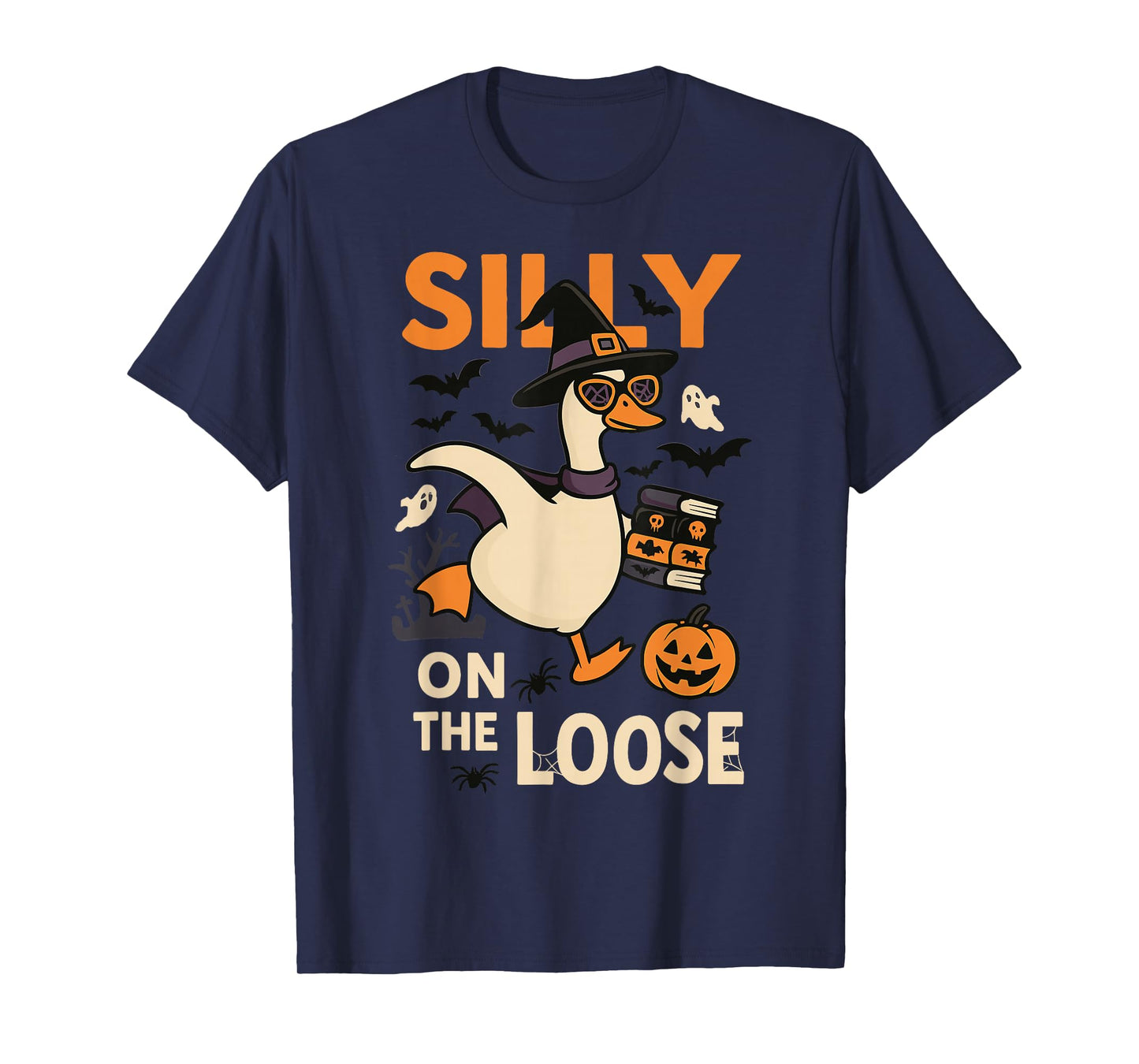 Silly Goose On The Loose Funny Halloween Witch Pumpkin T-Shirt