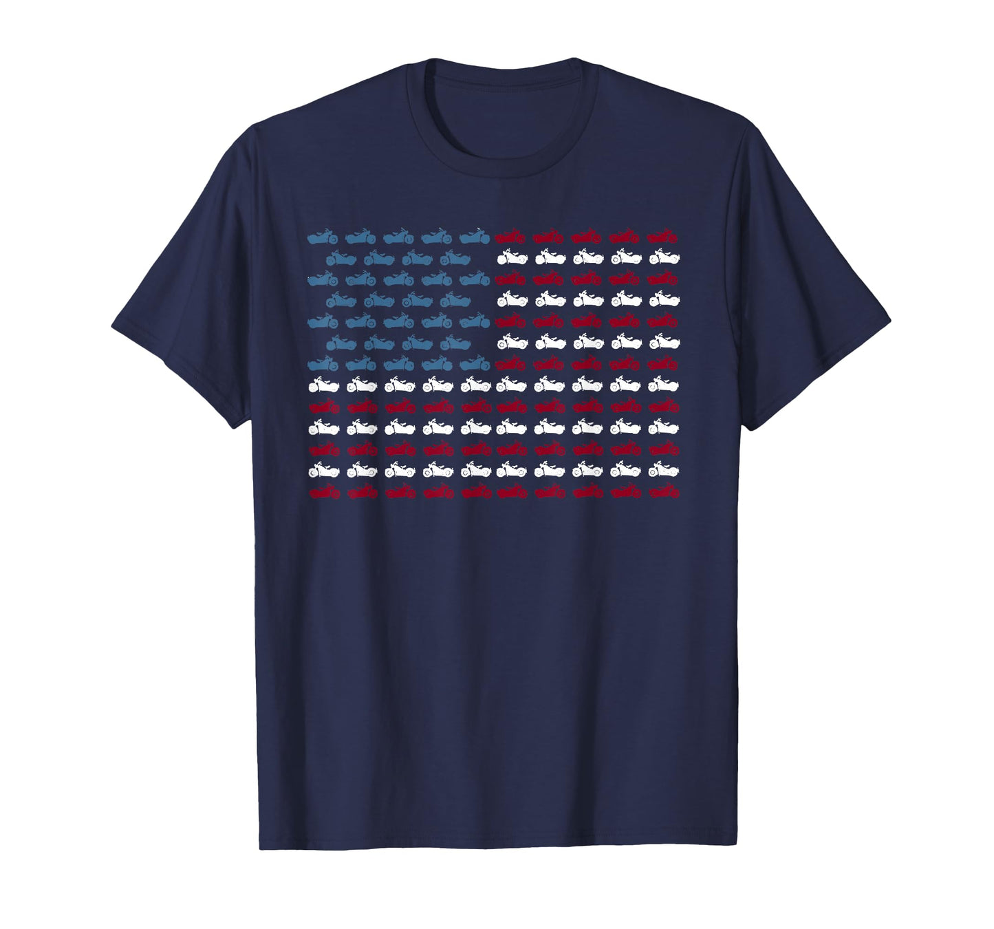 Vintage American Flag Made Of Motorcycle Funny 4th Of July T-Shirt