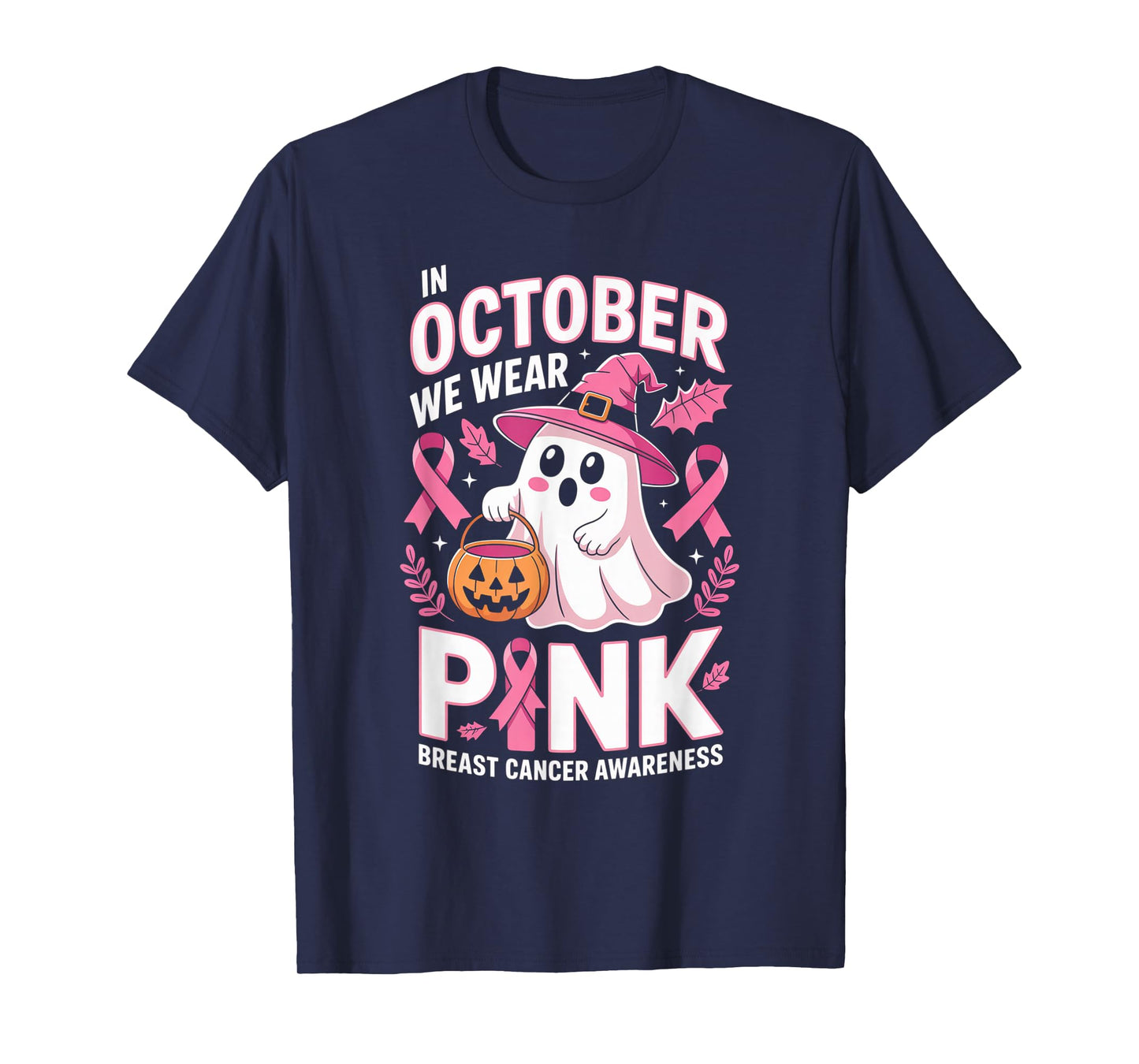Breast Cancer Women Halloween in October We Wear Pink T-Shirt