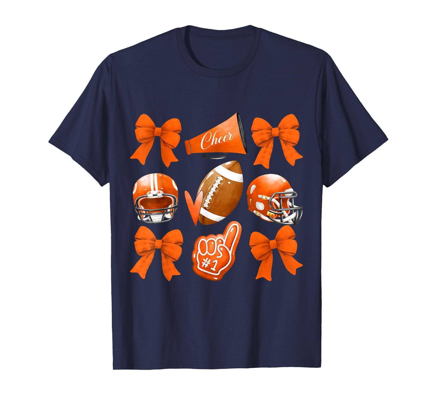 Orange Coquette Football Cheer Game Day Women Boy Men T-Shirt