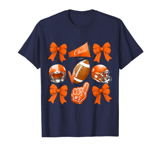Orange Coquette Football Cheer Game Day Women Boy Men T-Shirt