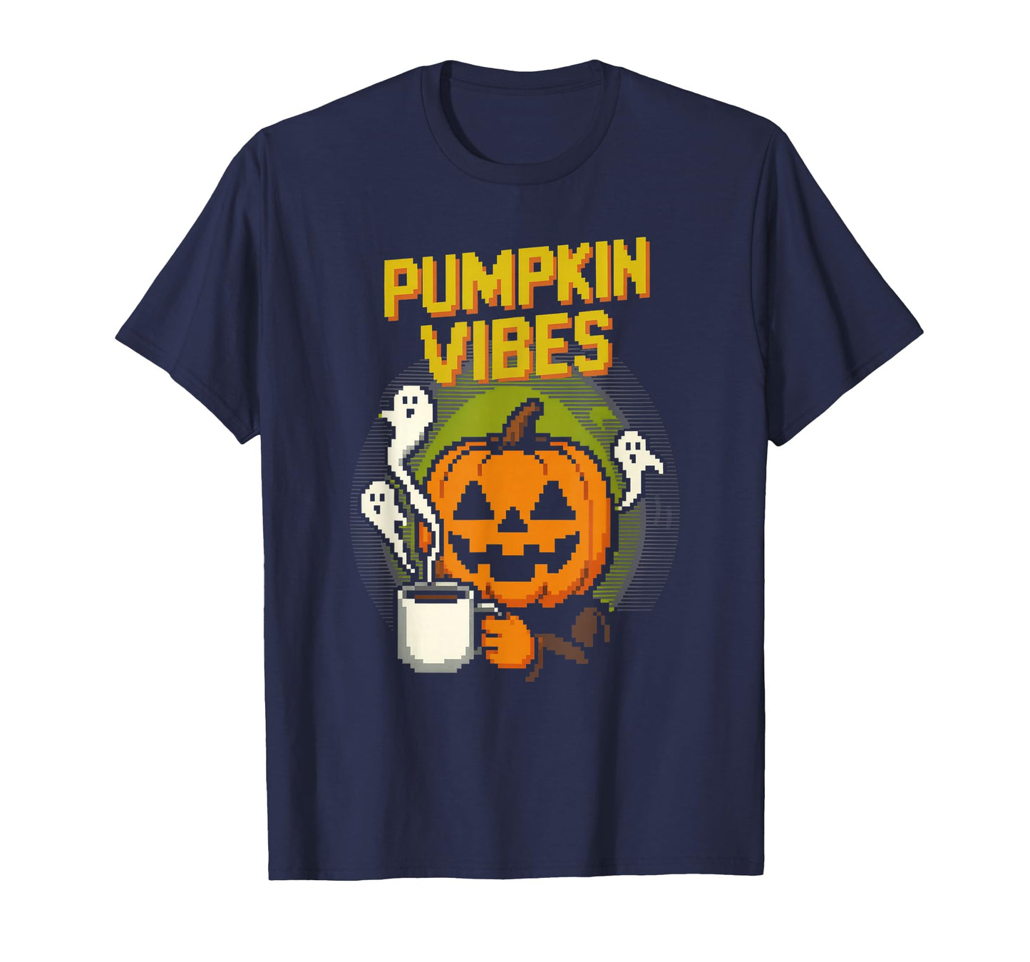 Pumpkin Vibes Funny Pixel Art Jack O'Lantern Halloween T-Shirt