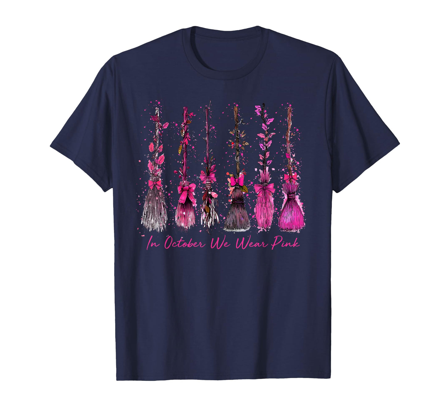 in October We Wear Pink Witches Breast Cancer Halloween Kids T-Shirt